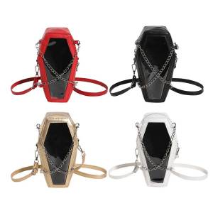 【HOT】Women Crossbody Bag Coffin Shape PVC PU Shoulder Bag Transparent Tote Bag Handbag for Office Travel Make Up Cosmetic Bag