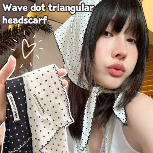 ผ้าพันคอผ้าคาดศีรษะลายจุดหวานผ้าโพกหัวผืนเล็กสไตล์เกาหลีสายรัดผมเด็กผู้หญิงสามเหลี่ยม