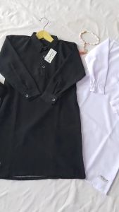Baju Muslim Anak Laki-Laki & Jubah Polos Putih Hitam Usia 1-12 Tahun