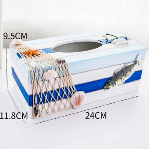 Mediterranean Style Wooden Starfish Tissue Box Cover Rectangular Decorative Storage Box Family Organization Tool from China