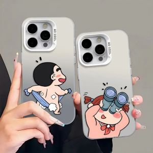 Couples Cute Little Xin NiNi iPhone Case Acrylic Protective Cover Hollow Design for Apple Huawei Xiaomi OPPO Vivo Nova