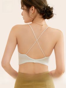 miiow | Cross Back Bralette Strapless Womens Thin Gathered No Wear Anti Exposure 2025 New Style MiiOW Cat Person Mod Cup Nylon Fabric