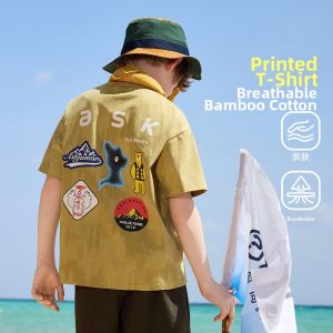 Ask Junior | Printed Bamboo Cotton Childrens T-shirt Summer Round Neck