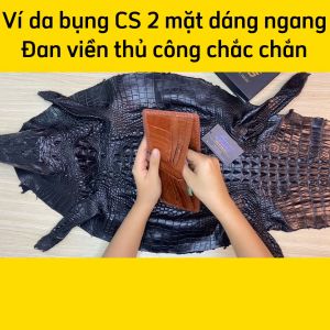 [FREE SHIP] Ví Da Bụng Cá Sấu Thật 2 Mặt Đan Viền Cao Cấp by Ovenis