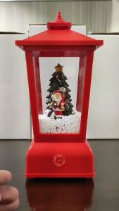Christmas Decor - Snow Lantern with Santa with Christmas Tree [ Table Top Christmas Snow Lantern with Santa] Battery Operated