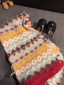 Satyr Printed Knitted Scarf Winter Wool Warm Scarf Atmosphere Fashionable Retro Thick Warm Woolen Neck