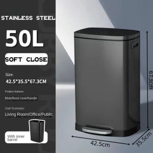 Dustbin kitchen Tong Sampah 30L Kitchen Rubbish Bin Stainless Steel dustbin Trash can with Pedal