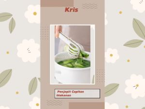 Kris Penjepit Capitan Makanan Warna Putih Hijau Alat Jepit Berbentuk Gerigi Tahan Panas BPA Free Krischef Krisbow