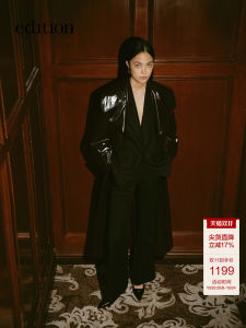 Kwaidan Editions Collaboration Series Thin Leather Coat Tailored Outerwear EBC3TRC003 Womens Long Sleeve Mid-Length Coat