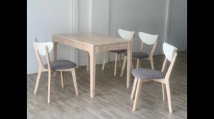 Gf Lux x2/x4 4ft/120cm solid rubber wood dining table with 4 chairs/ meja makan