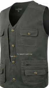 Áo gile nam áo vest cộc tay nhièu túi theo cách quân đội - T20