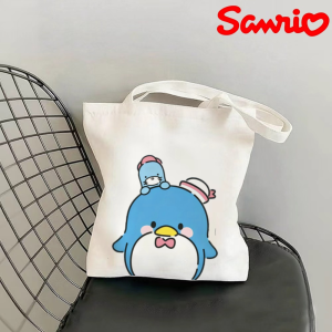 Sanrio | 1pc Sanrio Tuxedo Sam & Friend Print Canvas Tote Reusable Casual Shoulder Shopper