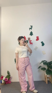 ชุดเซ็ตคูลๆ เสื้อผูกโบว์+กางเกงขากระบอก สำหรับสาวๆ