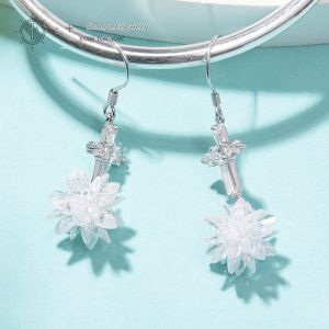 SHISHANGMEIDI | S925 Silver INS Style Icy Crystal Flower Cross Earrings