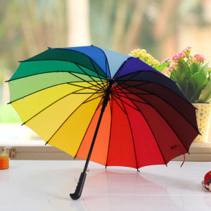 GUANGMANZHI | Rainbow 16-Rib Automatic Large Straight-Handle Umbrella