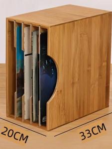 Nan Bamboo LP Record Storage Box Stand Vintage Black Vinyl Disc Organizer CD Rack Family Storage Tools Wooden Material