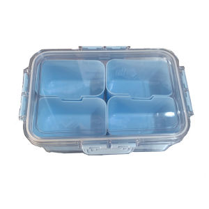 Snack Box Container 4 Compartments Divided Serving Tray with Lid Snackle Box Container Snack Organizer for Fruit Veggie Per