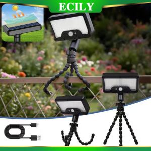 Ecily bạch tuộc Đèn năng lượng mặt trời ngoài trời Đèn kẹp bàn đèn vườn 92led tripod bạch tuộc tường mặt trời cảm biến chuyển động ánh sáng đèn đường năng lượng mặt trời dùng nguồn USB có thể chỉnh góc cho sân vườn chiếu sáng