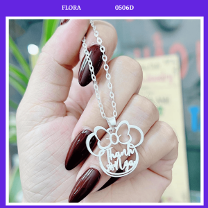 [1-2 NGÀY] FLORA 0506D - [Có bán lẻ] Dây chuyền bạc ta mặt hình chuột Mickey khắc tên theo yêu cầu dành cho bé gái