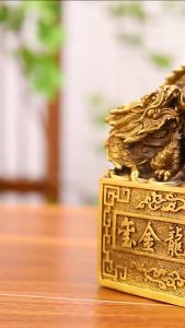 Ấn rồng bằng đồng phong thủy thăng quan tiến chức cao 14cm rộng đế 8cm nặng 1kg