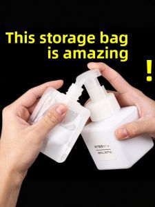 Travel Size Cosmetic Shampoo Bath Gel Dripper Bag with Disposable Measuring Bottle for Outing Trip Portable Storage Bag