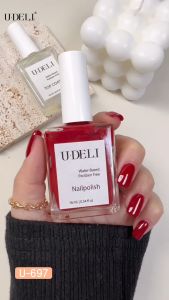 สีทาเล็บกึ่งเจล สีทาเล็บ U-DELI U-697 Red Vegan Nail Polish ไม่อบ สีทาเล็บสีแดง สวยหรูดูแพง ขับผิวมือให้ผ่อง Pigmetแน่น สีสวย ยาทาเล็บ ไร้กลิ่นฉุน ทาเล็บสวยๆ สีทาเล็บ U Deli - Lazada