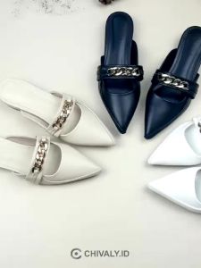 Chivaly Collection LLONA Mules Sepatu Sendal Heels Wanita Hak 2 cm