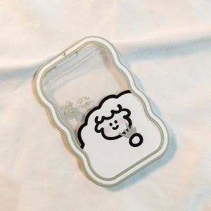 Cute Little Lamb Holding Grass ID Card Holder Protective Cover for High School And Junior High Students Campus Access Card