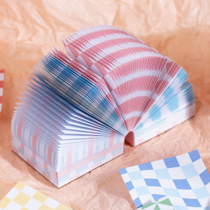 กระดาษโน๊ตสี่เหลี่ยมลายสก็อต 400 แผ่น ไม่ติด ลายเค้กปุย วัสดุสำหรับบันทึกโน๊ตแบบเป็นมิตรกับธรรมชาติ สีสันสดใส กระดาษพื้นหลังสไตล์ญี่ปุ่น