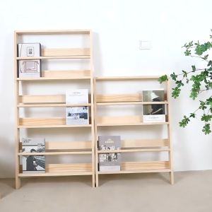 Against-wall Bookshelf Thin Standing Magazine Rack Newspaper Stand Living Room Bedroom Reading Rack Solid Wood Shelf