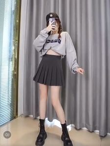 Korean Fashion Womens High Waist Skirt Slim Pleated Skater Tennis School cheer dance Skirt【xs-3xl】