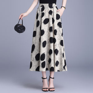 AISILANDAI | Elegant Polka Dots High Waist Mid Length A-Line Skirt