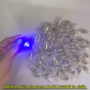 Combo 3 cái Đèn LED viên đạn nhựa trong XANH DƯƠNG ko chớp - dùng pin   - Trang trí tiệc tùng đèn trung thubong bóng