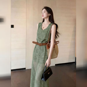 DANTING | Elegant Waist-defining Summer Dress Sleeveless Full Length