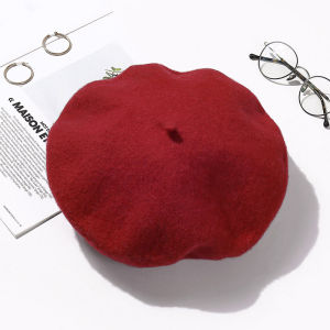 100% Wool Beret Hat Women Winter Thick French Hat Girls Solid Color Autumn Berets Caps Hats For Women Flat Cap Hat Felt Berets