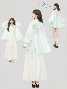 KEIKO | Green Embroidery Long Sleeve Shirt
