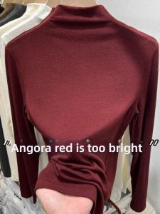 Red Half High Collar Long Sleeve T-shirt