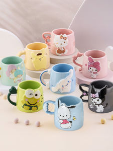 HelloKitty High Aesthetic Value Ceramic Cartoon Mugs Couple Water Cups Gifts Cinnamon Dog Mugs Macaron Color Japanese Style