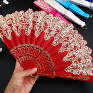 Biblio【Ready in Stock】 1Pc Dance Hand Held Fans Photo Props Wedding Party Decoration Chinese Style Folding Fan