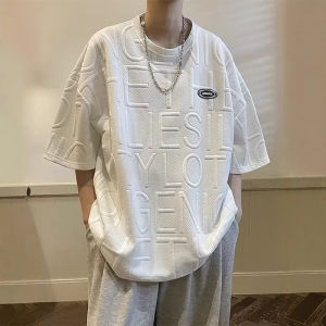 Áo Thun Nam Tay Ngắn Mùa Hè Thường Ngày Rộng Rãi Họa Tiết Hoa Tay Lửng Học Sinh Chất Liệu Polyester Pha Trộn