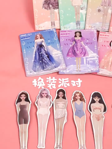 DIY Mainan stiker dandanan magnetik Perempuan Stiker Berdandan Make-up stiker Stiker magnetik pakaian Mainan Edukasi Anak