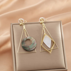 Asymmetric Long Geometric Mosquito Coil Tray Ear Cuffs No Piercing Required Trendy Triangle Earrings Fashionable Jewelry