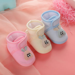 DENOSWIM 0-18Months Cute Super Soft Newborn Flat Shoes Mid-tube Girls Soft Soled Shoes Non-slip Cartoon Infant Casual Shoes