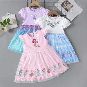 New Disney Ariel Baby Clothes Kids Dresses Princess Party Costume Summer Girls Dress For Children Outfits Clothing 2-8Y