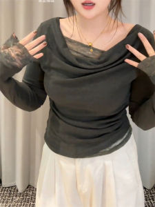 plus Size Lace Splice Long Sleeve Base Shirt Womens Autumn Winter Slimming Inner Wear Korean Style Pure Color Commute T-shirt