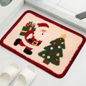 Thảm Trải Sàn Mềm Mại Thấm Hút Nước VIKAMA Hình Hoạt Hình Giáng Sinh Thảm Trải Sàn Trang Trí Nhà Cửa Thảm Polyester Chống Nước Ấm Cúng Cho Cửa Trước Phòng Tắm