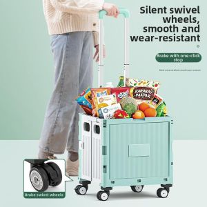 Omni-directional Folding Portable Shopping Trolley