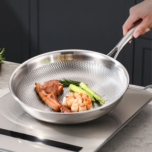 304 Stainless Steel wok Frying Pan Fried Steak Pot Uncoated Kitchen Cookware For Gas Stove Induction Cooker 28/30cm NonStick Pan