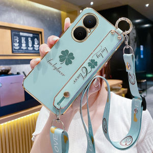 Huawei Hi Enjoy 80GT Silicone Phone Case with Wristband Crossbody Hanging Rope Full Protection Anti-fall Fresh Style Female Model
