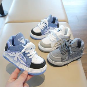 Children Spring Sneaker Boys Autumn Casual Soft Soled Shoes Girls Bread Board Shoes Kids High Top Front Lacing Color Blocking